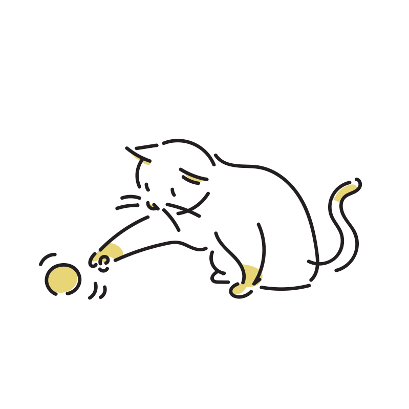 ボールで遊ぶ猫のイラスト Loose Drawing