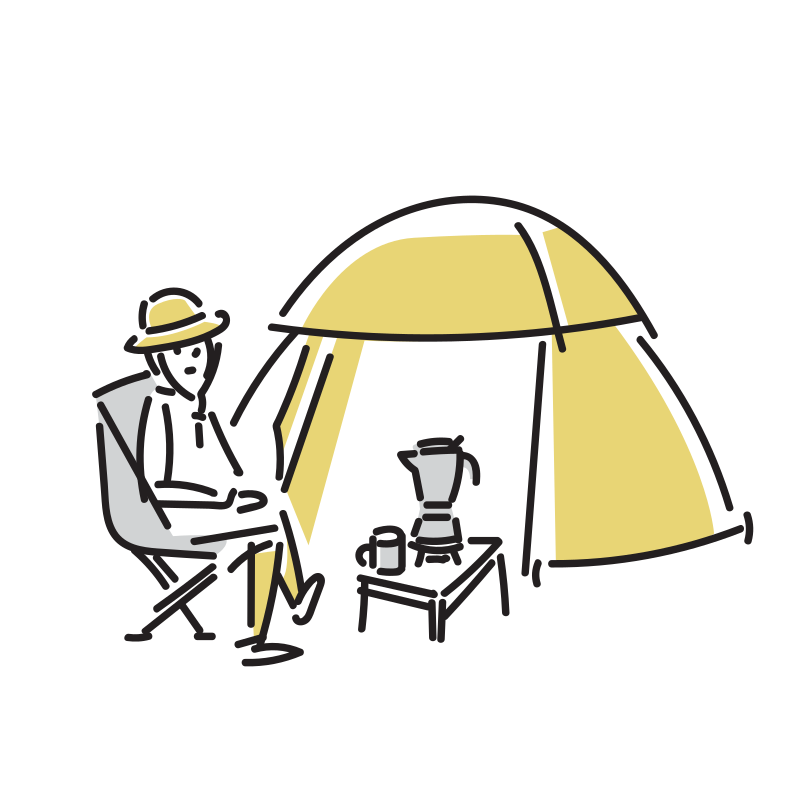 テントでキャンプするイラスト アウトドア Loose Drawing