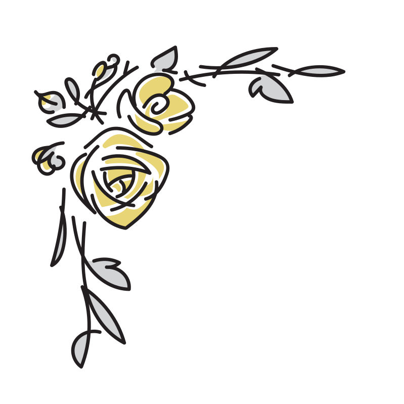 花飾りのフレーム 枠のイラスト バラ Loose Drawing 無料で商用利用可なフリーイラスト