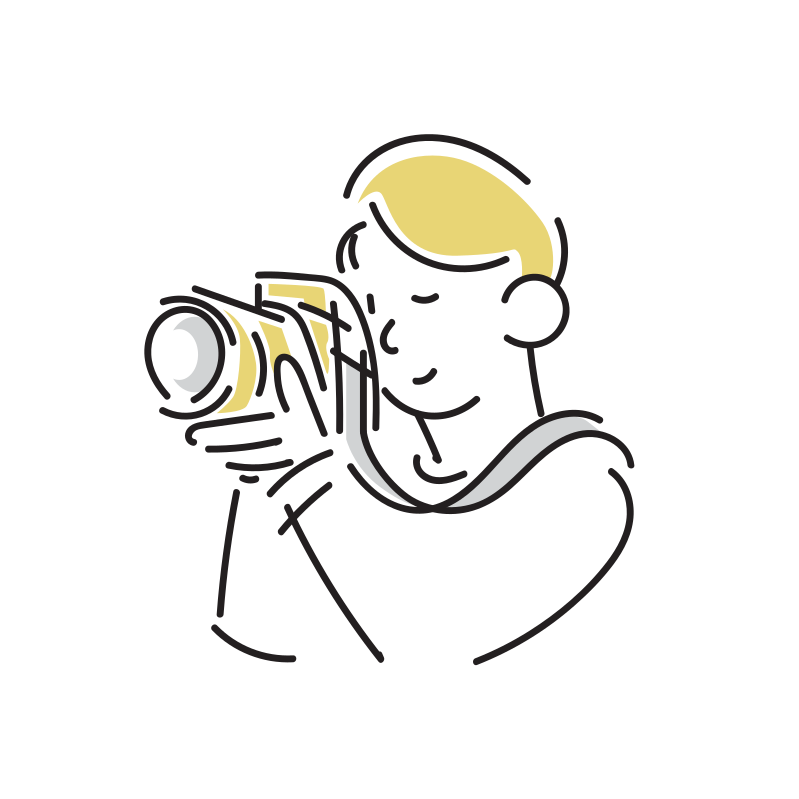カメラで撮る男性のイラスト Loose Drawing 無料で商用利用可なフリーイラスト