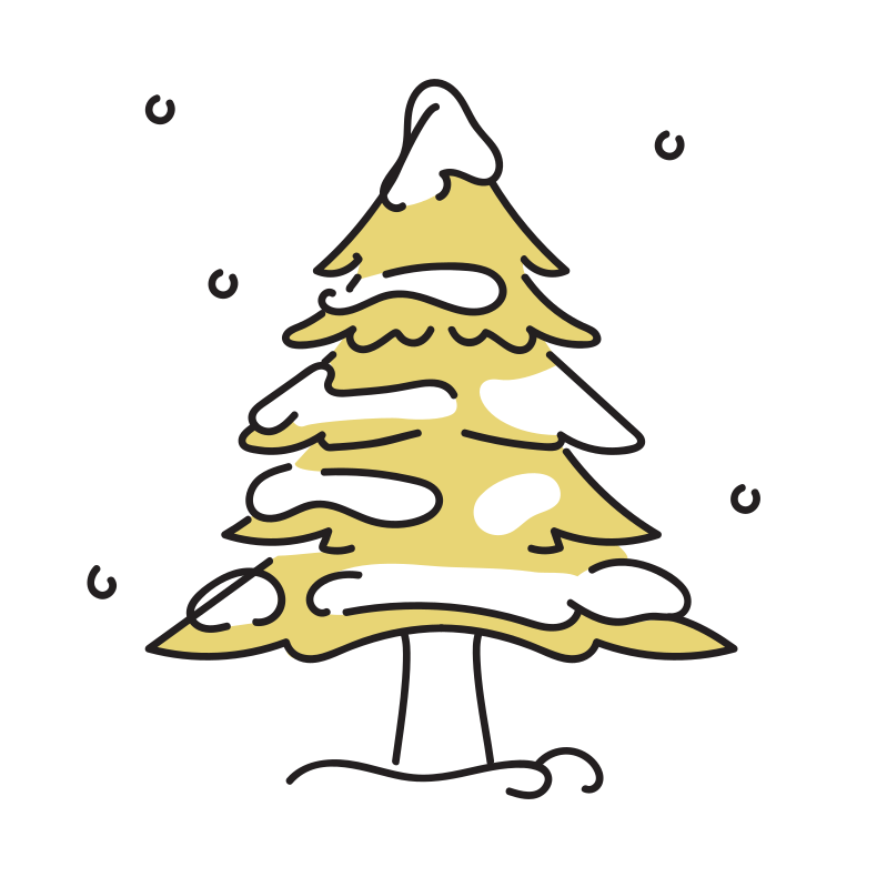 雪が積もった木のイラスト Loose Drawing 無料で商用利用可なフリーイラスト