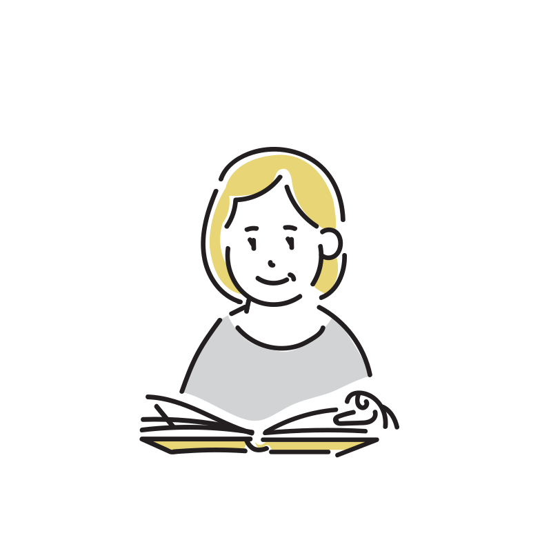 本を読む中年女性のイラスト Loose Drawing 無料で商用利用可なフリーイラスト