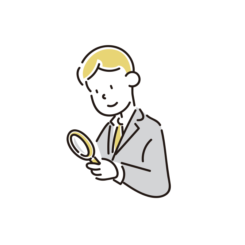 調査するビジネスマンのイラスト(男性)