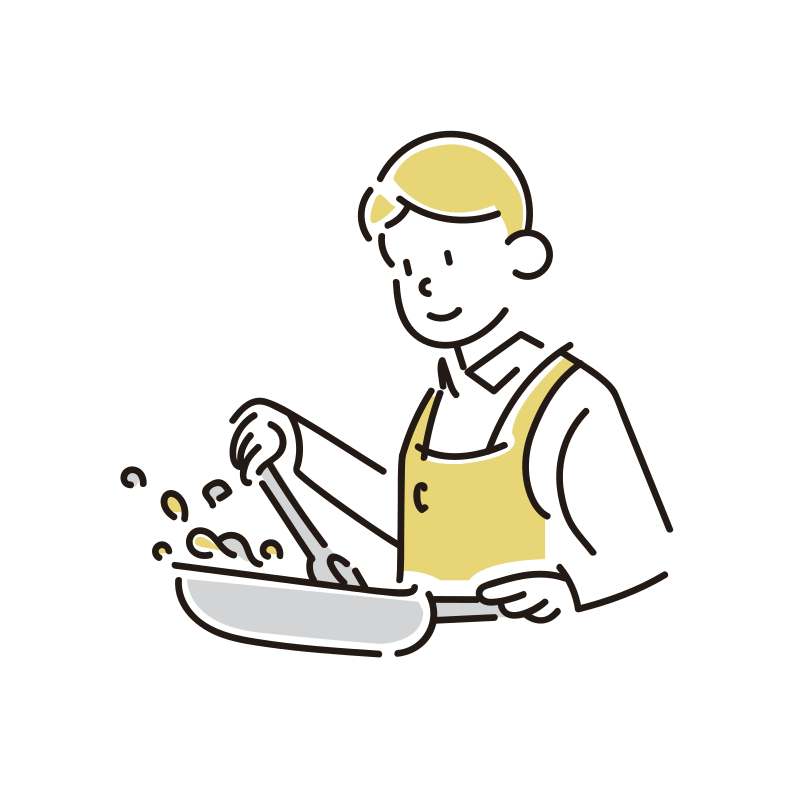 炒める男性のイラスト(料理)