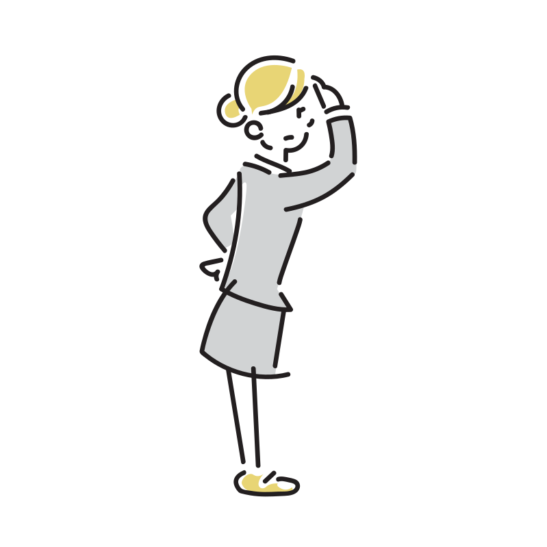 遠くを見るビジネスマンのイラスト(女性)