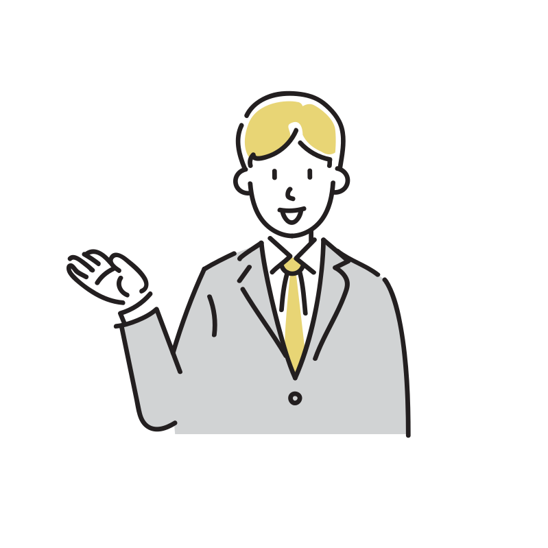 説明するビジネスマンのイラスト(男性)
