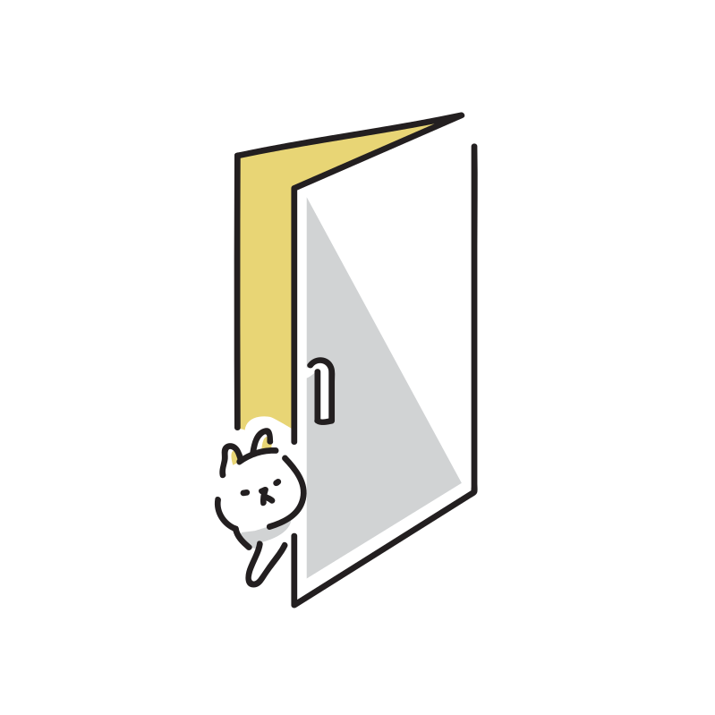 隙間の空いた扉から入る猫のイラスト Loose Drawing 無料で商用利用可なフリーイラスト