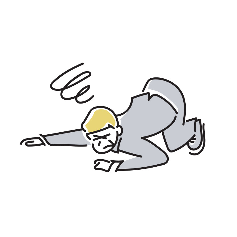 倒れるビジネスマンのイラスト(中年男性)