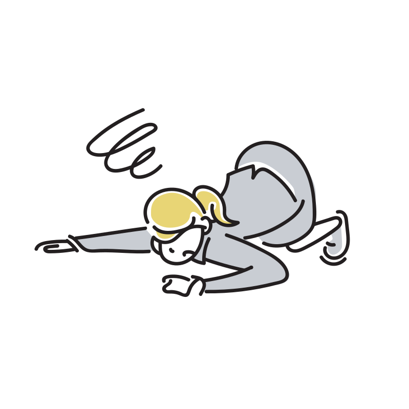 倒れるビジネスマンのイラスト(女性)