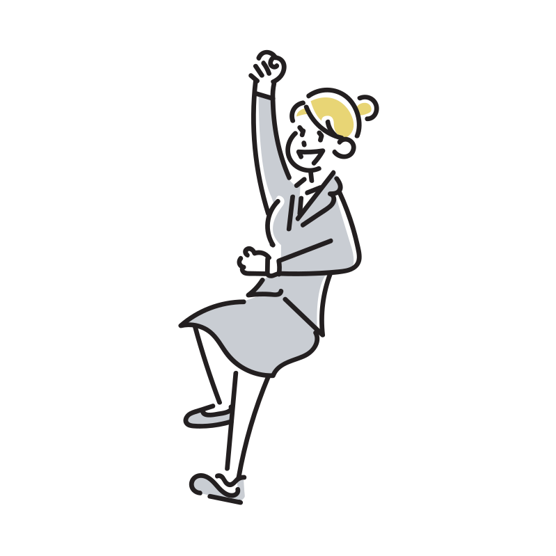 喜ぶビジネスマンのイラスト(女性)