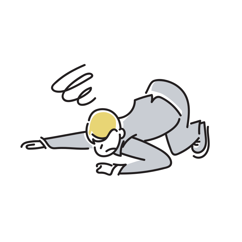 倒れるビジネスマンのイラスト(男性)