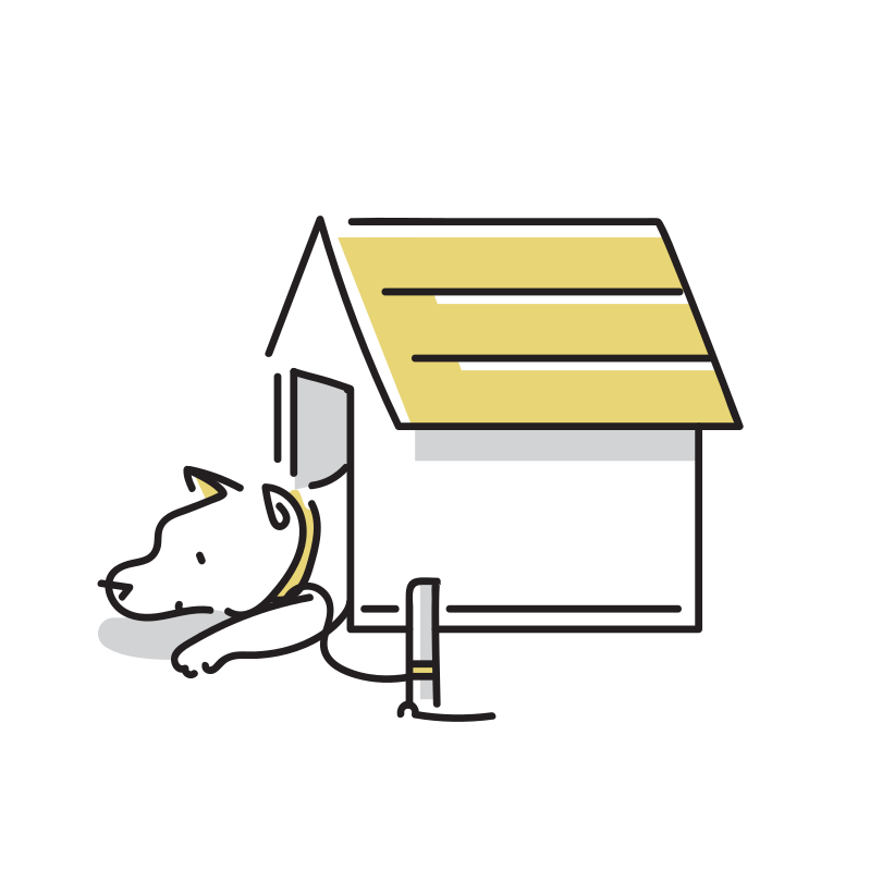 犬小屋と犬のイラスト Loose Drawing 無料で商用利用可なフリーイラスト
