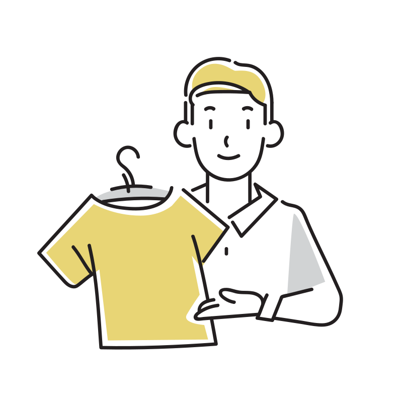 勧める男性服飾店員のイラスト(カジュアル)