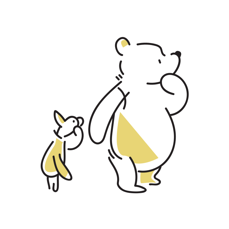 クマのプーさんとピグレットのイラスト Loose Drawing 無料で商用利用可なフリーイラスト